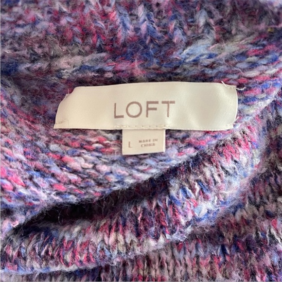 LOFT Purple Pink Space Dye Mock Neck Sweater - Picture 7 of 7
